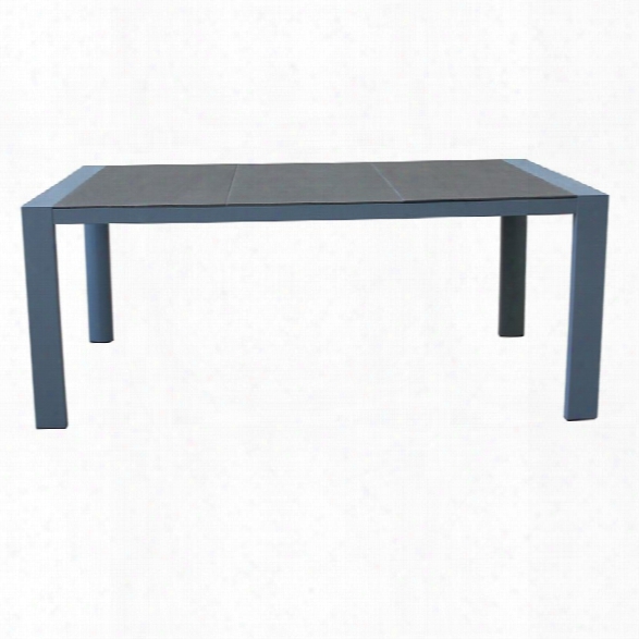 Armen Living Westport Patio Glass Dining Table In Gray Dust Coat