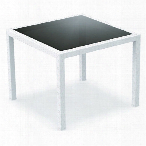 Compamia Miami 37 Resin Square Wickerlook Patio Dining Table In White