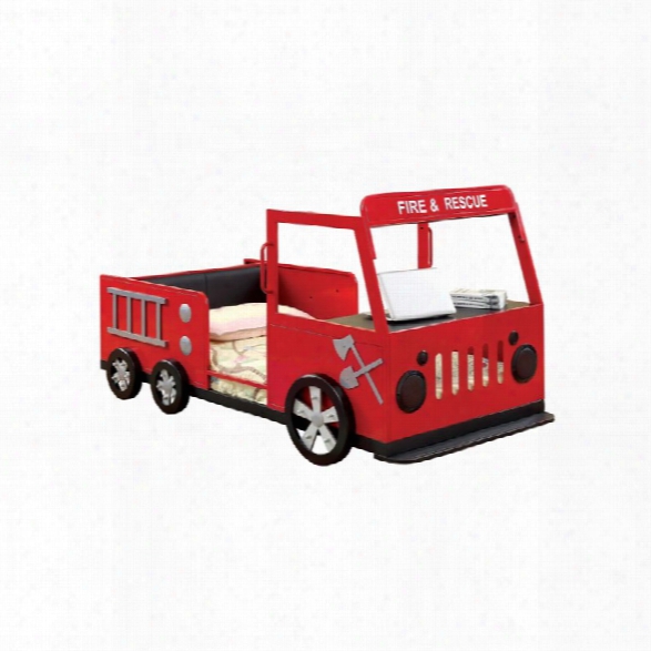 Furniture Of America Jennen Twin Metal Fire Truck Bed In Red