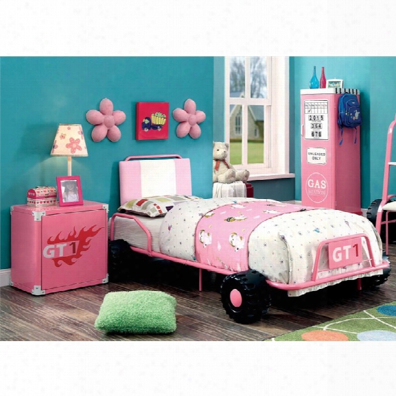 Furniture Of America Ramirrez Race Car Bedroom Set In Pink