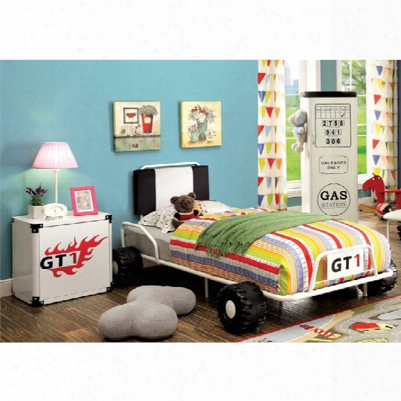 Furniture Of America Ramirez Race Car Bedroom Set In White