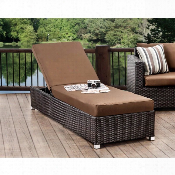 Furniture Of America Sonny Adjustable Patio Chaise Lounge In Brown