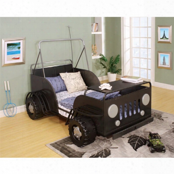 Furniture Of America Trooper Twin Metal Car Bed In Gun Metal