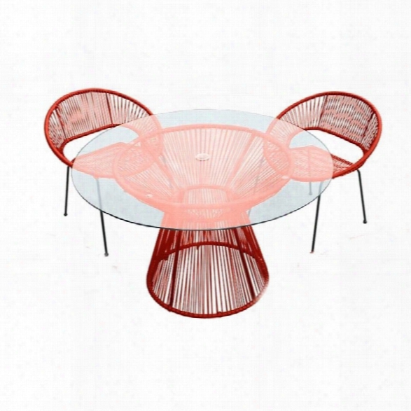 Harmonia Living Acapulco Round Patio Dining Table In Atomic Tangerine