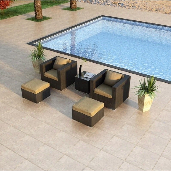 Harmonia Living Urbana 5 Piece Patio Lounge Set In Heather Beige