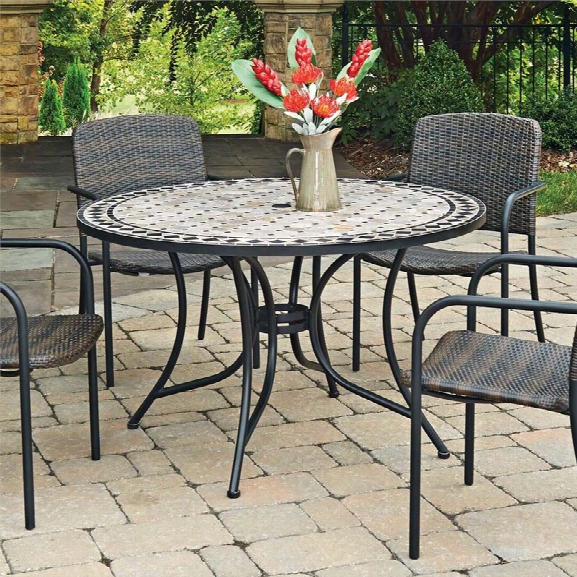 Home Styles Laguna 51 Round Marble Top Patio Dining Table In Black