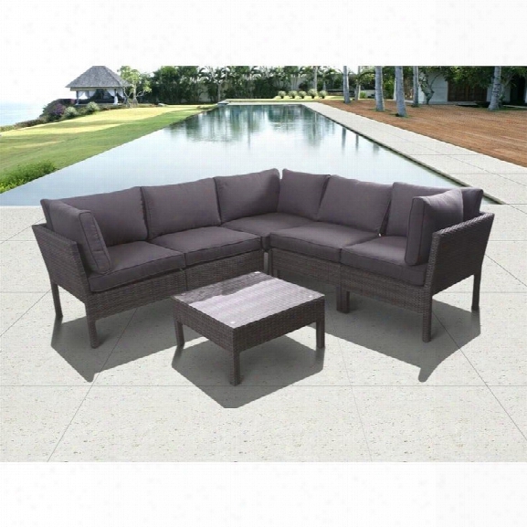 Infinity 6 Pc Wicker Patio Seating Set In Grey With Grey Cushions