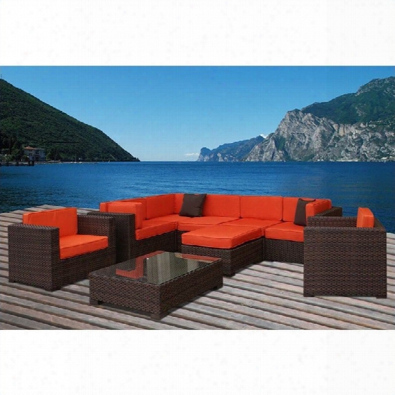 International Home Miami Atlantic 9 Pc Patio Sectional Set In Orange