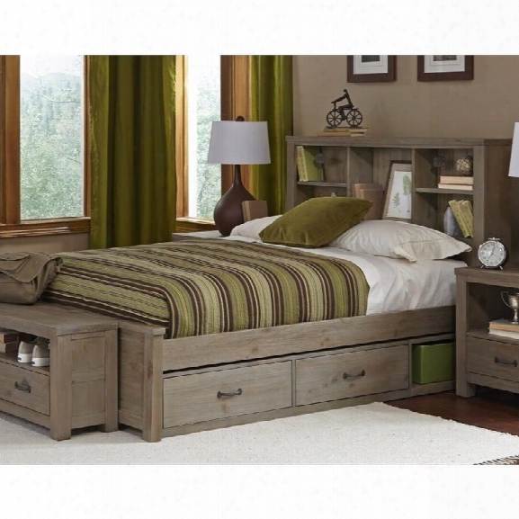 Ne Kids Highlands Full Bookcase Storage Bed In Driftwood