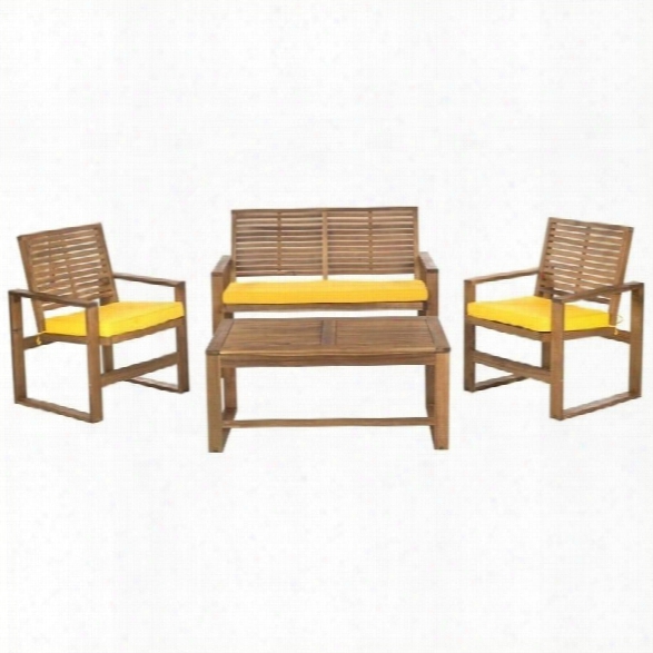 Safavieh Ozark Wood 4 Piece Set In Brown And Yellow
