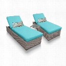 TKC Oasis 3 Piece Patio Chaise Lounge Set in Turquoise