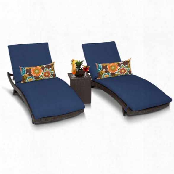 Tkc Bali 3 Piece Patio Chaise Lounge Set In Navy