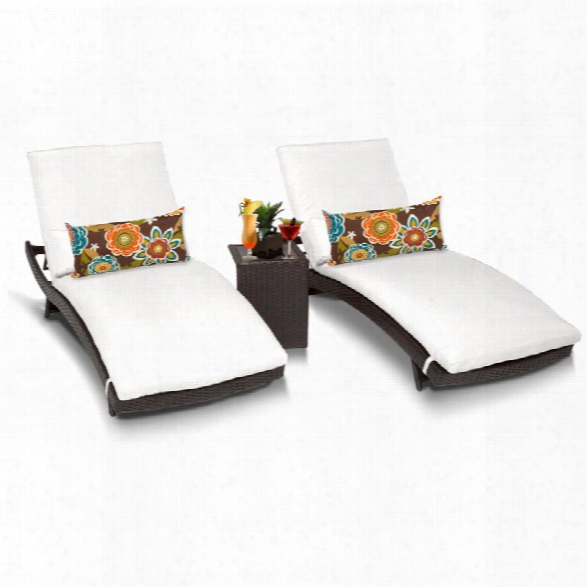 Tkc Bali 3 Piece Patio Chaise Lounge Set In White