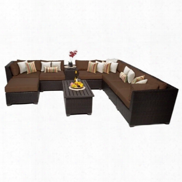 Tkc Barbados 10 Piece Outdoor Wicker Sofa Set In Cocoa