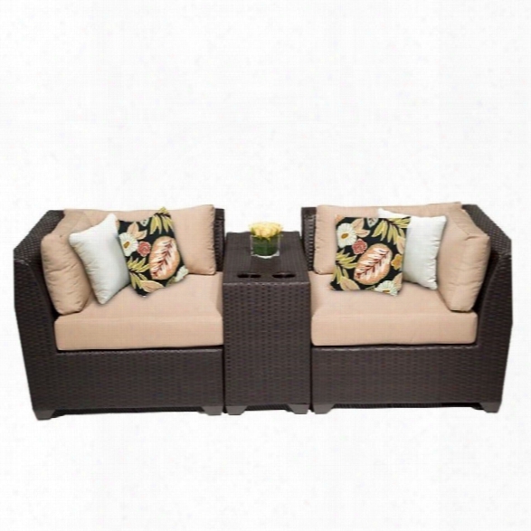 Tkc Barbados 3 Piece Outdoor Wicker Sofa Set In Wheat