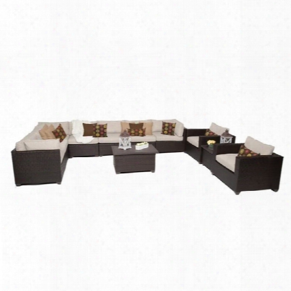 Tkc Belle 11 Piece Outdoor Wicker Sofa Set In Beige