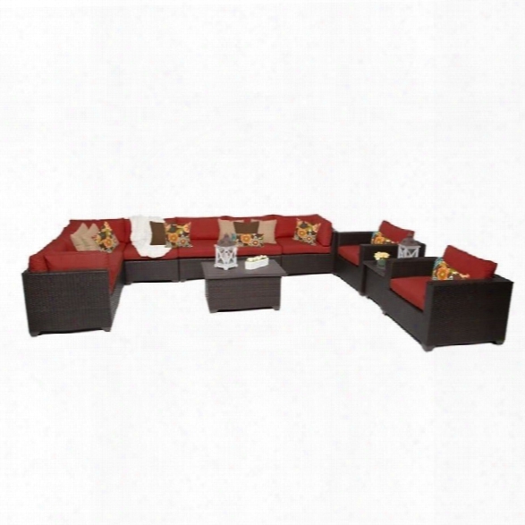 Tkc Belle 11 Piece Outdoor Wicker Sofa Set In Terracotta
