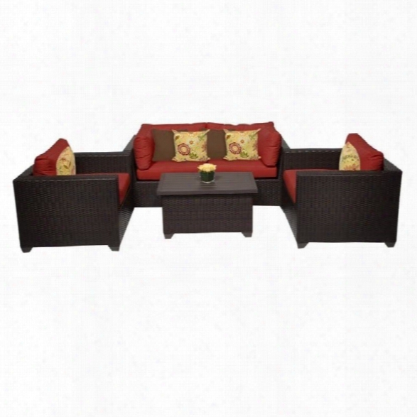 Tkc Belle 5 Piece Outdoor Wicker Sofa Set In Terracotta