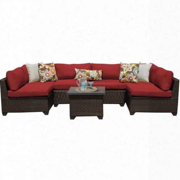 Tkc Belle 7 Piece Outdoor Wicker Sofa Set In Terracotta