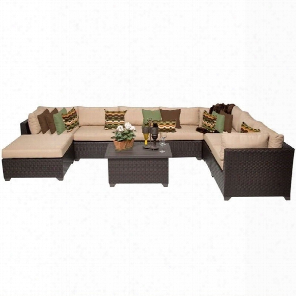 Tkc Belle 9 Piece Outdoor Wicker Sofa Set In Wheat