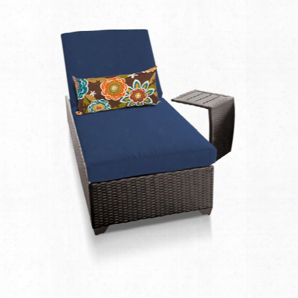 Tkc Classic Patio Chaise Lounge With Side Table In Navy