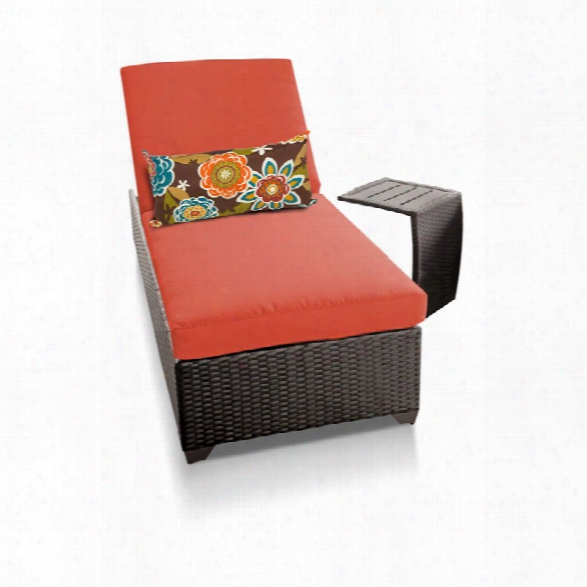 Tkc Classic Patio Chaise Lounge With Side Table In Orange