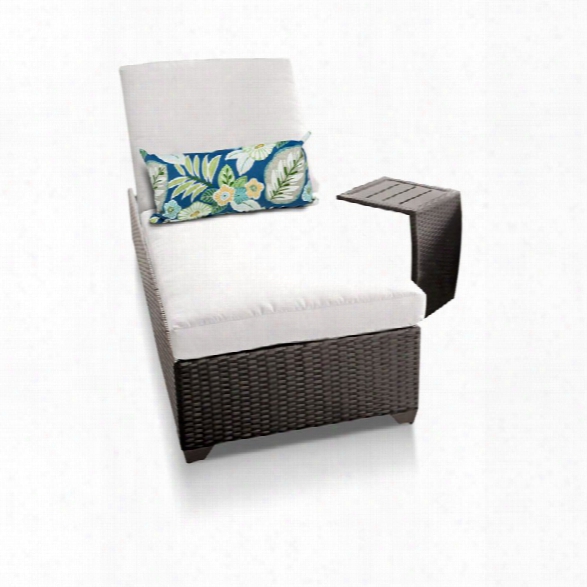 Tkc Classic Patio Chaise Lounge With Side Table In White