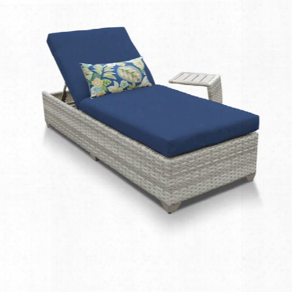 Tkc Fairmont Patio Chaise Lounge With Side Table In Navy