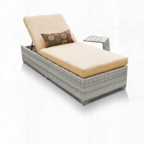 Tkc Fairmont Patio Chaise Lounge With Side Table In Sesame