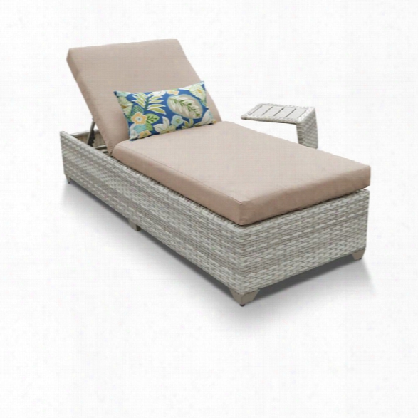 Tkc Fairmont Patio Chaise Lounge With Side Table In Wheat