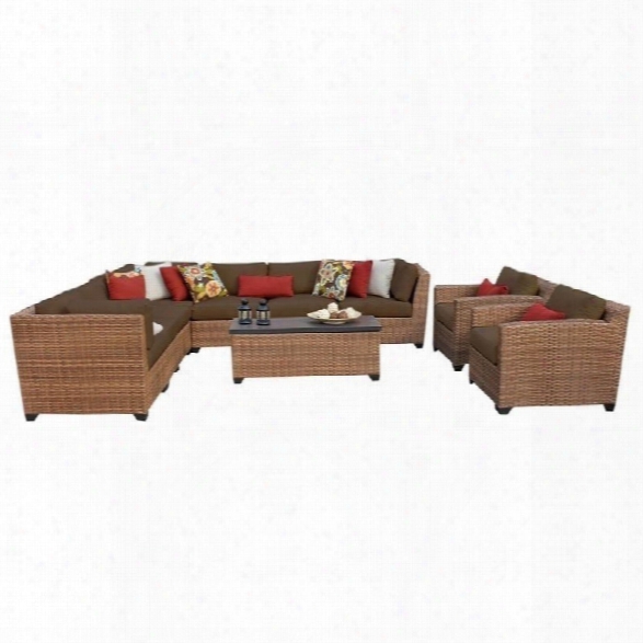 Tkc Laguna 10 Piede Outdoor Wicker Sofa Set In Cocoa