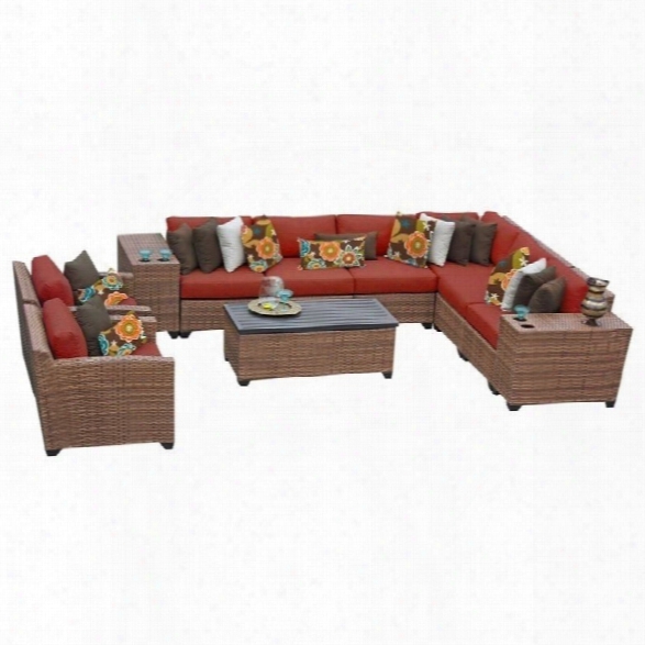 Tkc Laguna 11 Piece Outdoor Wicker Sofa Set In Terracotta