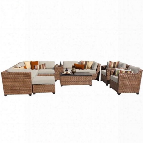 Tkc Laguna 12 Piece Outdoor Wicker Sofa Set In Beige