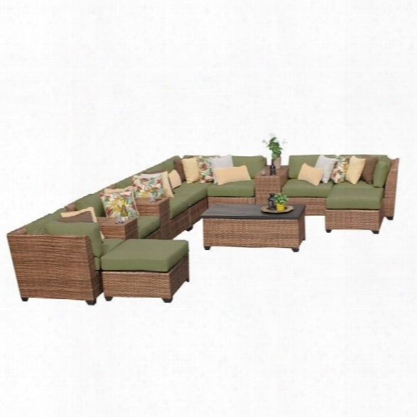 Tkc Laguna 14 Piece Outdoor Wicker Sofa Set In Cilantro