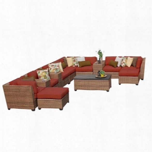 Tkc Laguna 14 Piece Outdoor Wicker Sofa Set In Terracotta