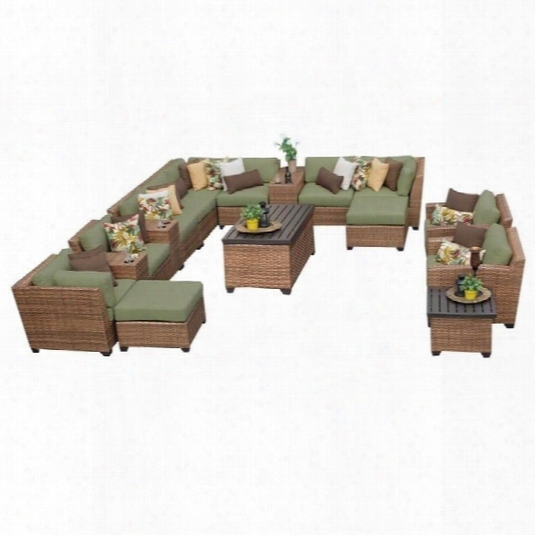 Tkc Laguna 17 Piece Outdoor Wicker Sofa Set In Cilantro