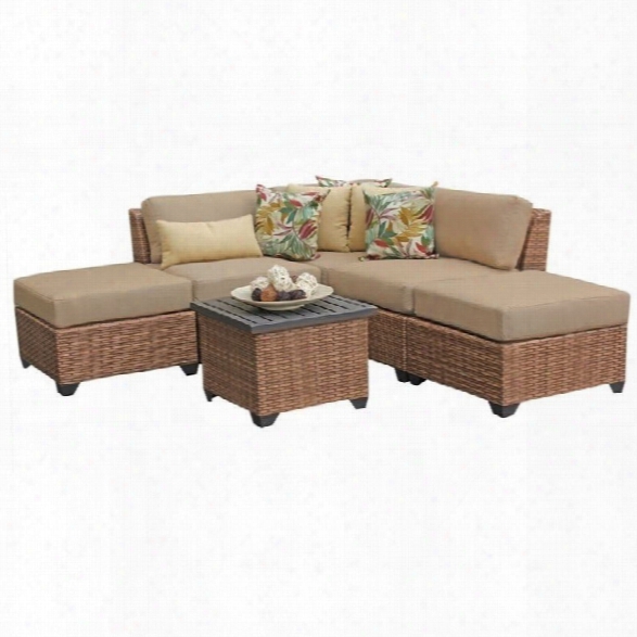 Tkc Laguna 6 Piece Outdoor Wicker Sofa Set In Wheat