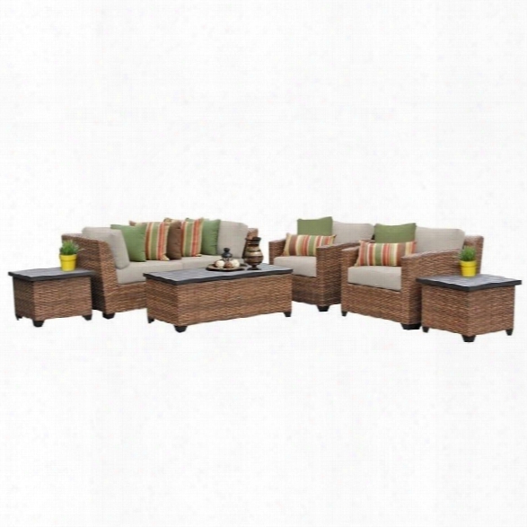 Tkc Laguna 7 Piece Outdoor Wicker Sofa Set In Beige