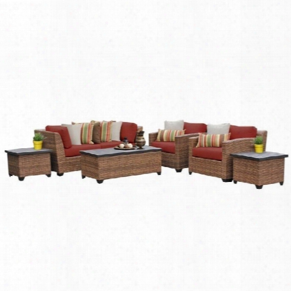 Tkc Laguna 7 Piece Outdoor Wicker Sofa Set In Terracotta