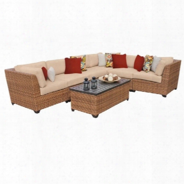 Tkc Laguna 7 Piece Outdoor Wicker Sofa Set In Wheat