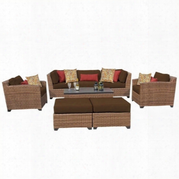 Tkc Laguna 8 Piece Outdoor Wicker Sofa Set In Cocoa