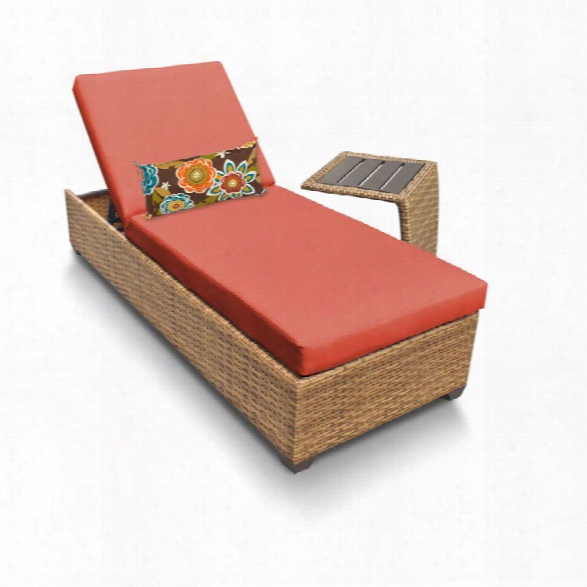 Tkc Laguna Patio Chaise Lounge With Side Table In Orange