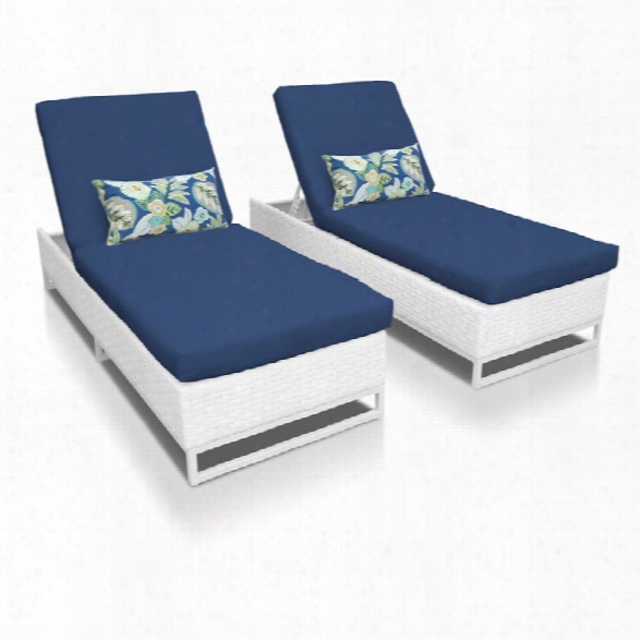 Tkc Miami Patio Chaise Lounge In Navy (set Of 2)