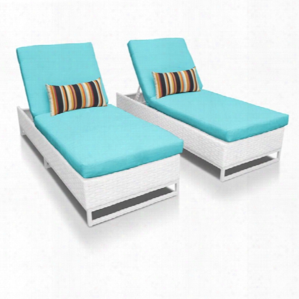 Tkc Miami Patio Chaise Lounge In Turquoise (set Of 2)