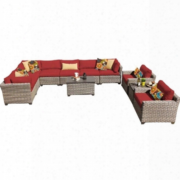 Tkc Monterey 11 Piece Outdoor Wicker Sofa Set In Terracotta