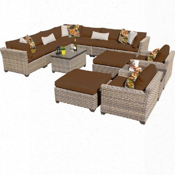 Tkc Monterey 13 Piece Outdoor Wicker Sofa Set In Cocoa