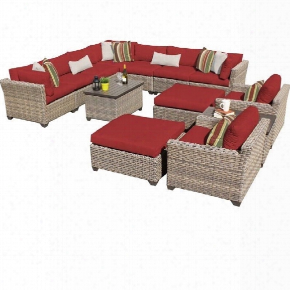 Tkc Monterey 13 Piece Outdoor Wicker Sofa Set In Terracotta