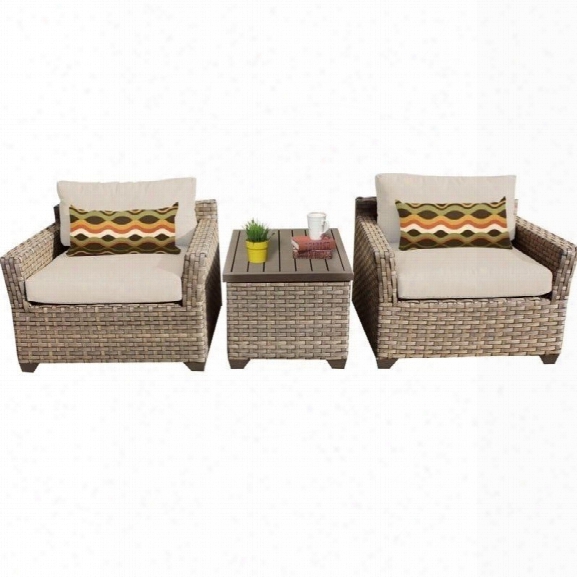 Tkc Monterey 3 Piece Outdoor Wicker Sofa Set In Beige