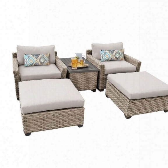Tkc Monterey 5 Piece Outdoor Wicker Sofa Set In Beige