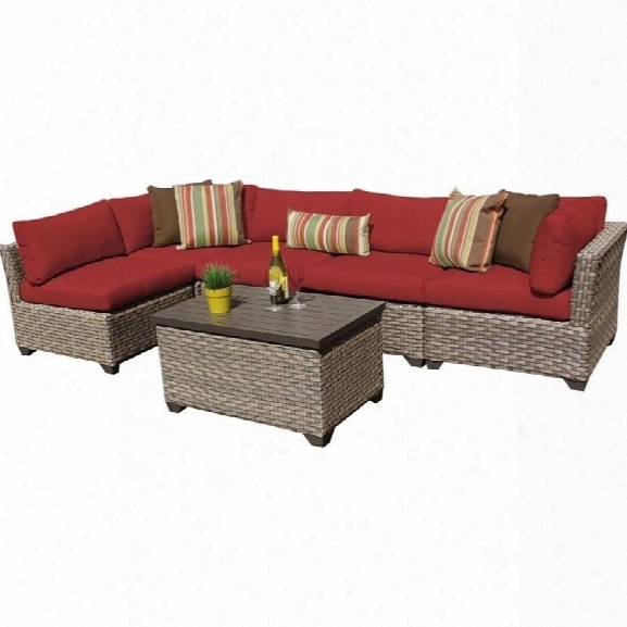 Tkc Monterey 6 Piece Outdoor Wicker Sofa Set In Terracotta